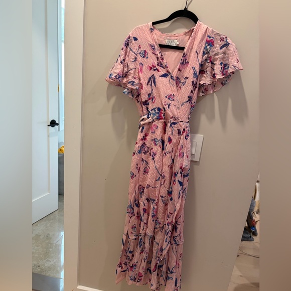 Tanya Taylor Pink Blair Midi Floral High Low Dress sz 6 - Picture 1 of 5